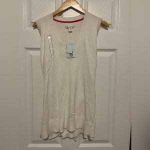 MWT New Lady Hagen Cream Sleeveless Sweater Tank Top Size L